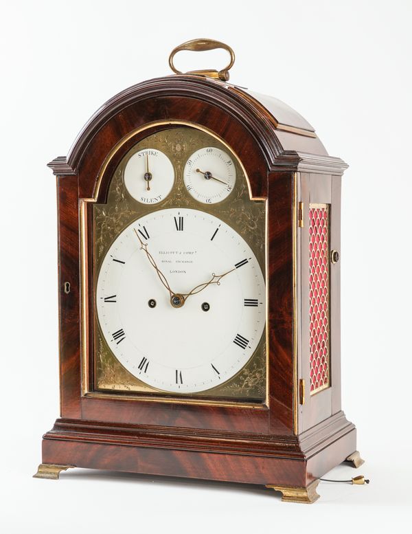 A FINE LATE GEORGE III BRASS-MOUNTED MAHOGANY TRIPLE-PAD BRACKET CLOCK