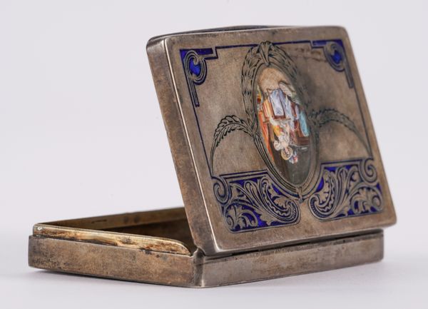 A CONTINENTAL ENAMELLED RECTANGULAR BOX