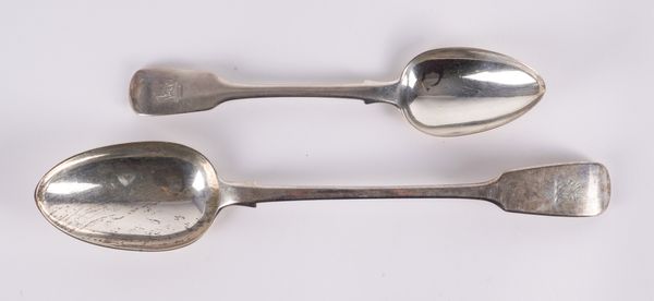 TWO SILVER FIDDLE PATTERN SPOONS (2)