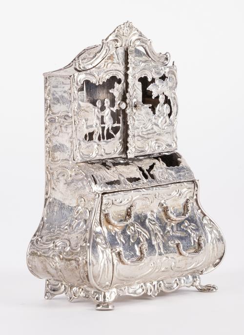 A DUTCH MINIATURE SILVER BUREAU