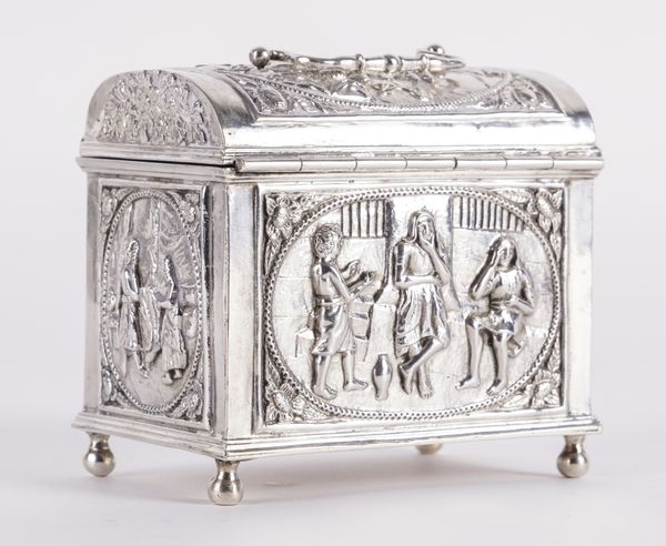 A DUTCH BOX DESIGNED AS AN OLD MARRIAGE CASKET