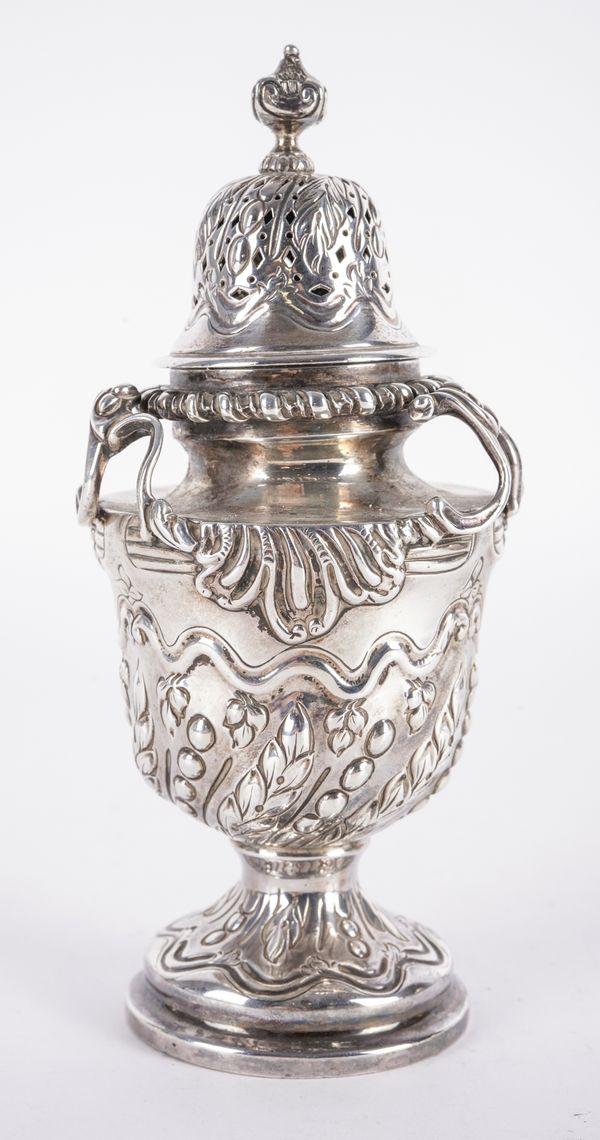 A VICTORIAN SILVER SUGAR CASTER