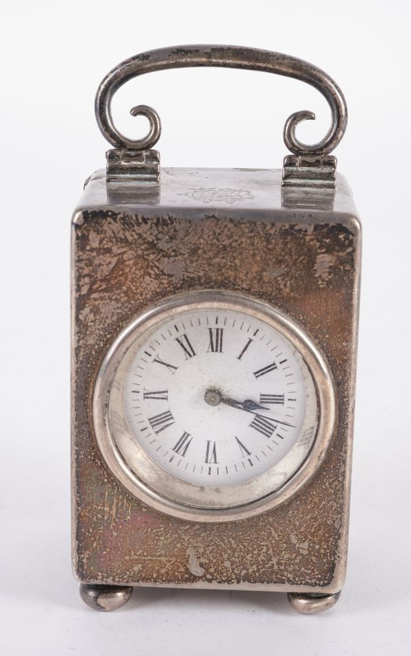 A LATE VICTORIAN SILVER CASED CARRIAGE CLOCK