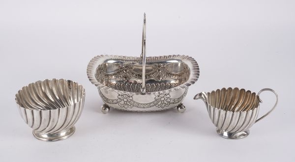 A VICTORIAN SILVER BASKET AND TWO FURTHER ITEMS (3)