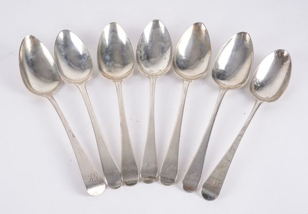 FOUR YORK SILVER OLD ENGLISH PATTERN TABLESPOONS AND THREE FURTHER TABLESPOONS (7)