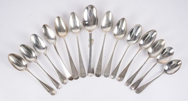 THREE SCOTTISH SILVER DESSERT SPOONS AND ELEVEN FURTHER SILVER SPOONS (14)