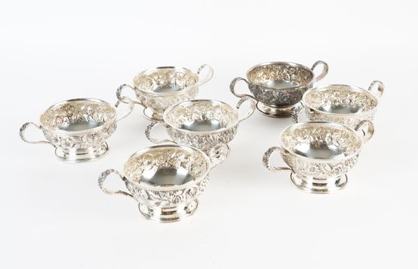 SEVEN STERLING TWIN HANDLED SMALL DISHES (7)