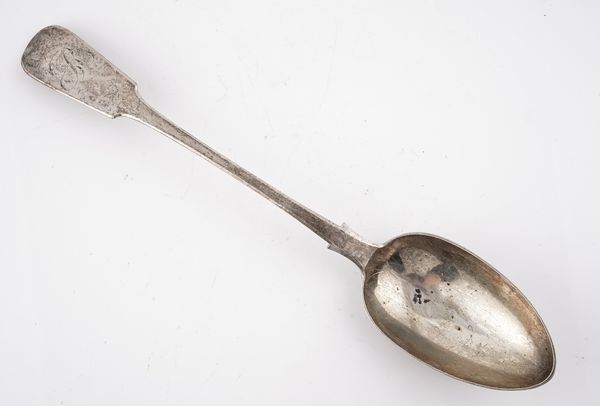 A WILLIAM IV SILVER FIDDLE PATTERN STUFFING SPOON