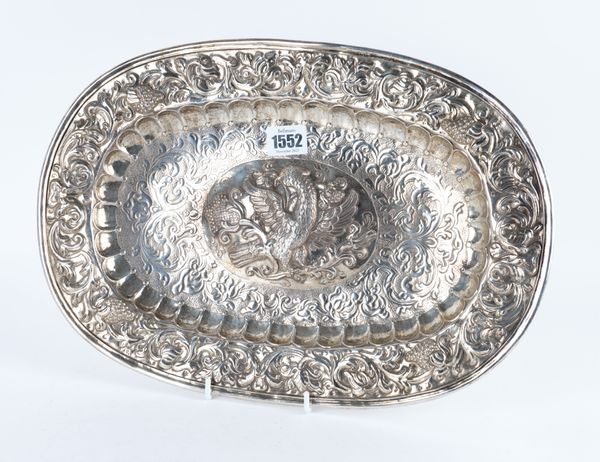 A FOREIGN SILVER OVAL DISH