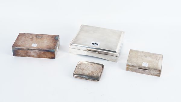 FOUR SILVER SMOKING RELATED BOXES AND CASES