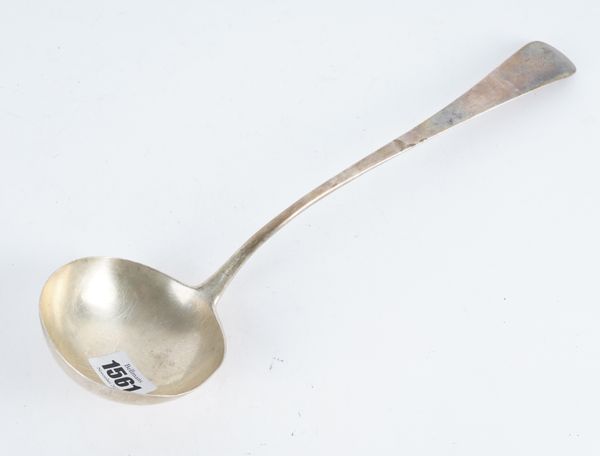 A GEORGE III SILVER OLD ENGLISH PATTERN SOUP LADLE