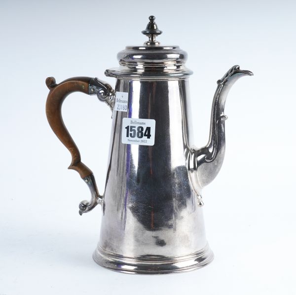 A GEORGE II SILVER COFFEE POT