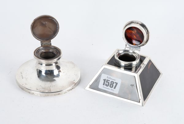 TWO SILVER-MOUNTED INKWELLS (2)