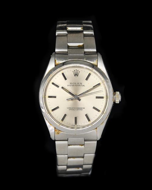 A GENTLEMAN'S STAINLESS STEEL ROLEX OYSTER PERPETUAL AUTOMATIC WRISTWATCH