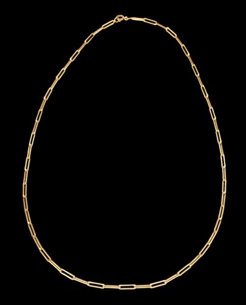 A GOLD OVAL BAR LINK NECKCHAIN