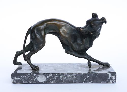 AFTER P J MENE: A BRONZE MODEL OF A GREYHOUND