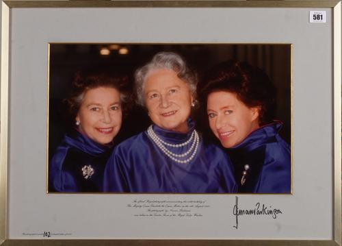 NORMAN PARKINSON: A COMMEMORATIVE ROYAL PHOTOGRAPH OF QUEEN ELIZABETH II, PRINCESS MARGARET AND THE QUEEN MOTHER