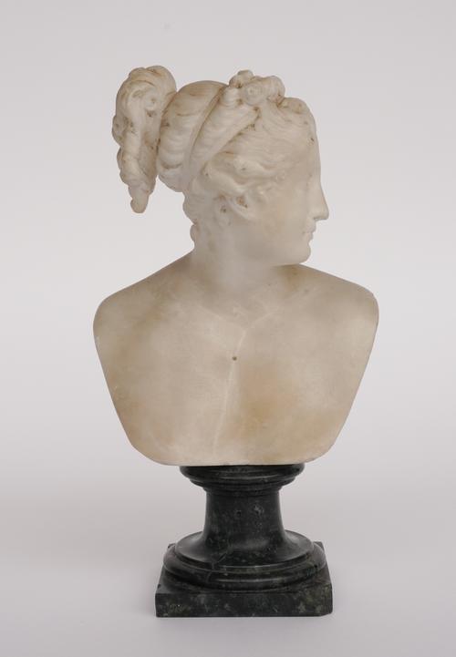 AFTER ANTONIO CANOVA: A CARVED ALABASTER BUST OF VENUS ITALICA