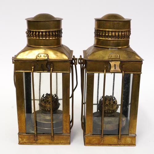 A PAIR OF GILT METAL LANTERNS (2)