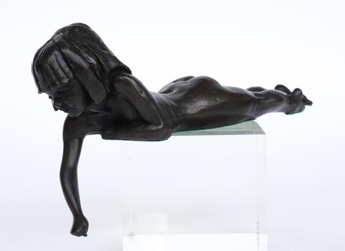 TOM GREENSHIELDS (BRITISH 1915-1994): 'BRIONY ON TUMMY' BRONZE RESIN CAST