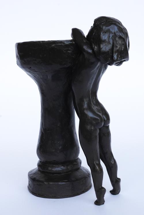 TOM GREENSHIELDS (BRITISH 1915-1994): 'BIRDBATH' BRONZE RESIN CAST