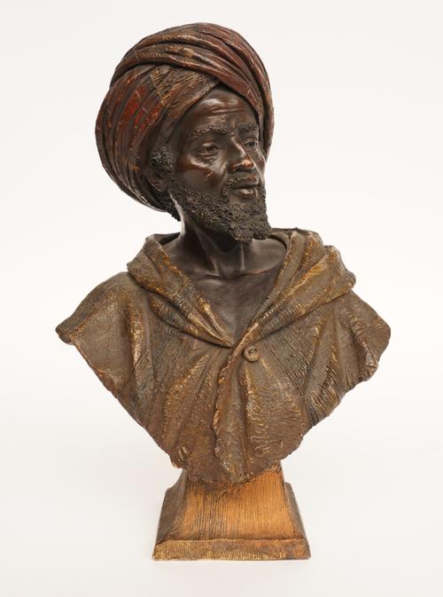GOLDSCHEIDER: POLYCHROME TERRACOTTA BUST OF A MAN