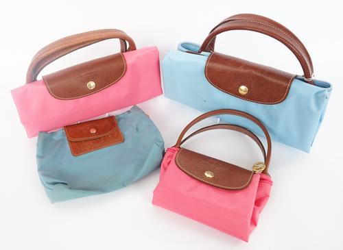 LONGCHAMP PARIS: FOUR LEATHER AND CANVAS BAGS (4)