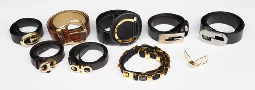 A COLLECTION OF DESIGNER BELTS BY SALVATORE FERRAGAMO AND GUCCI (9)