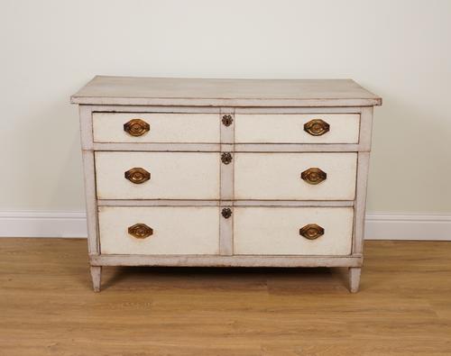 A 19TH CENTURY FRENCH LATER PAINTED CHEST OF DRAWERS
