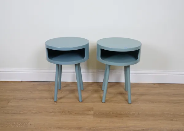 HABITAT, TWO GREY PAINTED CIRCULAR OCCASIONAL TABLES (2)