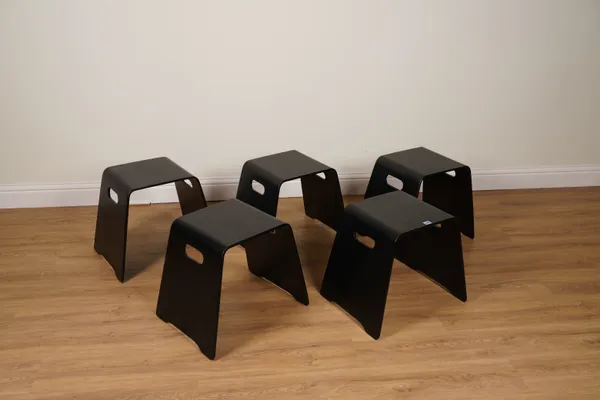 A SET OF NINE STACKING STOOLS (9)