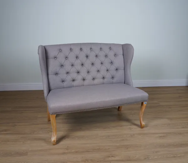 A WINGBACK TWO SEATER HALL BENCH