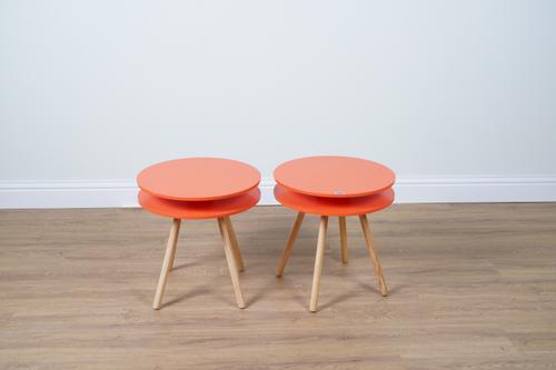 HABITAT, A PAIR OF ORANGE CIRCULAR OCCASIONAL TABLES (2)