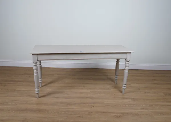 A GREY PAINTED RECTANGULAR SIDE TABLE