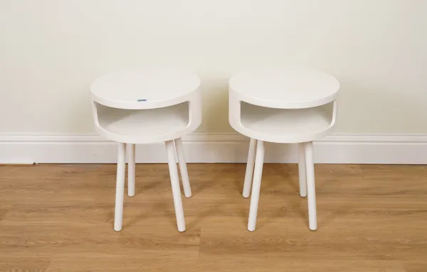 HABITAT, A PAIR OF WHITE CIRCULAR OCCASIONAL TABLES