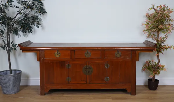 A CHINESE HARDWOOD SIDEBOARD