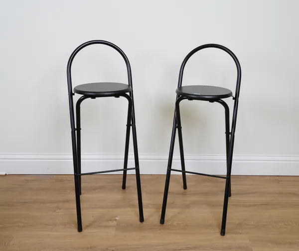 HABITAT, A PAIR OF BLACK METAL FOLDING STOOLS (2)