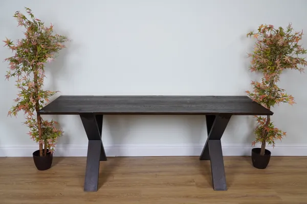 A MODERN OAK REFECTORY TABLE