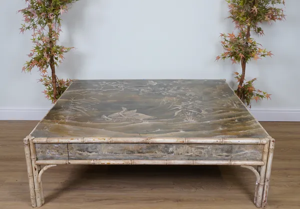 A CHINOISERIE PAINTED SQUARE COFFEE TABLE