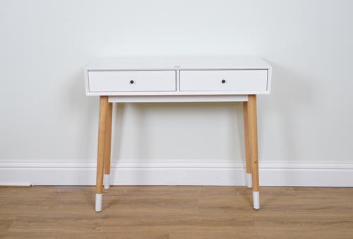 HABITAT, A WHITE TWO DRAWER SIDE TABLE