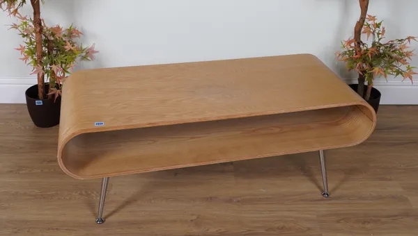 A MODERN ASH AND CHROME COFFEE TABLE