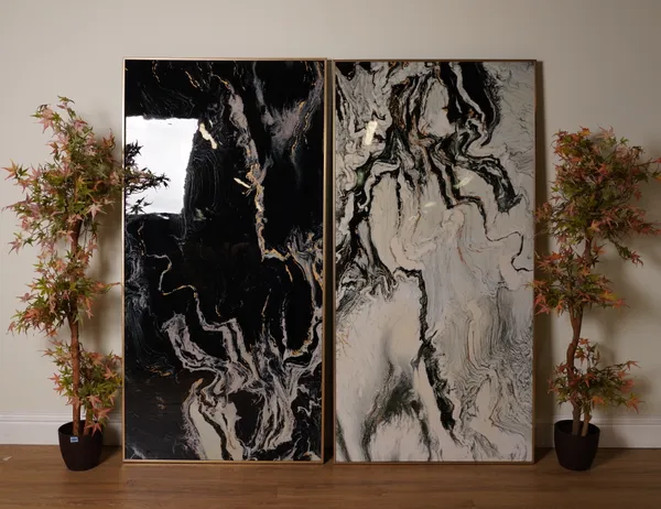 TWO FAUX MARBLE PLASTIC WALL PANELS (2)