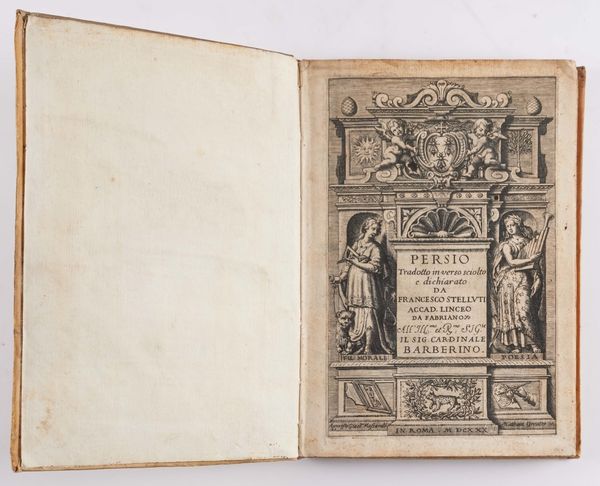 STELLUTI, Francesco (1577-1653, editor and translator). Persio Tradotto in verso, Rome, 1630, 4to, engraved title, portrait and 5 illustrations, contemporary vellum. FIRST EDITION of the first book to include illustrations as seen through a microscope.