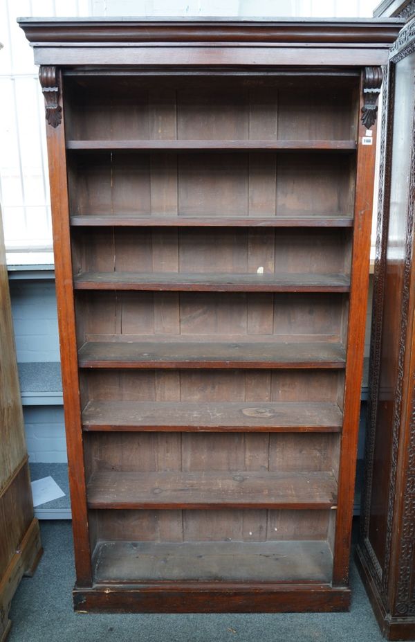 A LATE 19TH CENTURY WALNUT FLOORSTANDING OPEN BOOKCASE