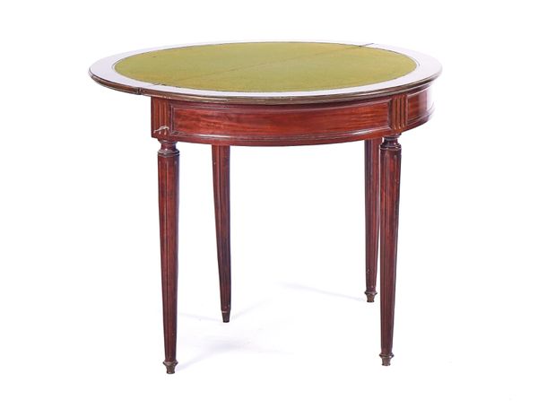 A 19TH CENTURY FRENCH BRASS INLAID MAHOGANY CARD TABLE