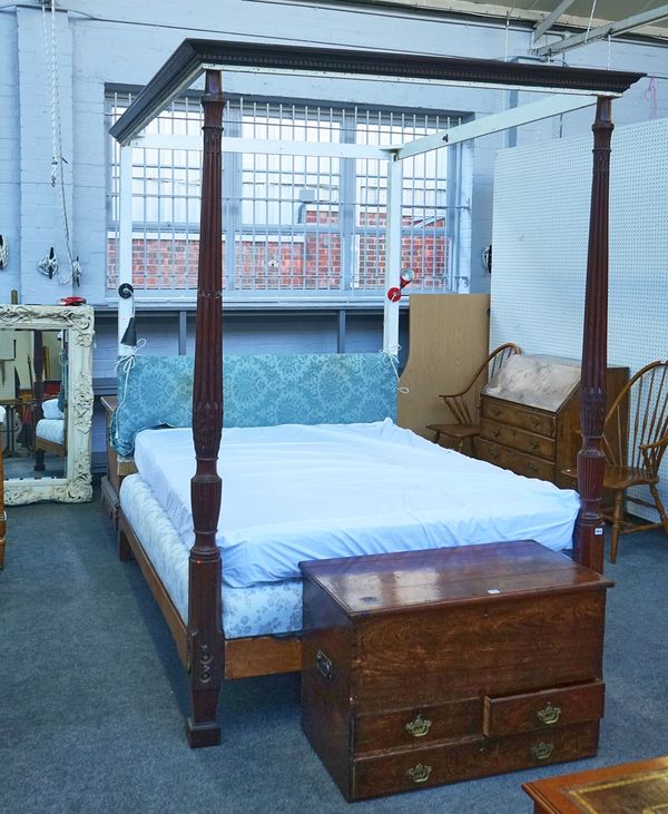 A 19TH CENTURY AND LATER MAHOGANY FOUR-POSTER BED