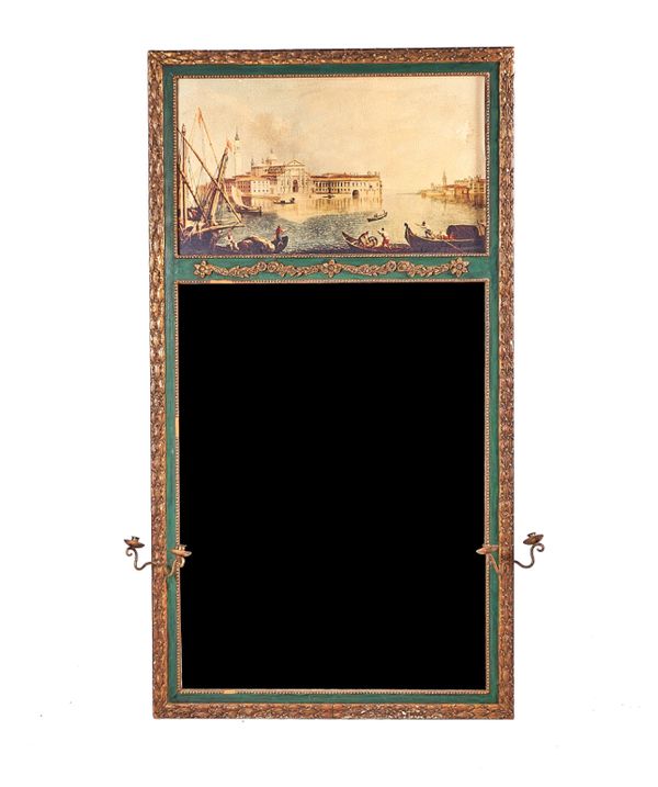 A FRENCH GILT COMPOSITION TRUMEAU MIRROR, MID-20TH CENTURY