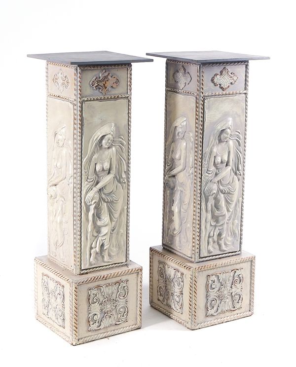 A PAIR OF PAINTED WOOD SQUARE COLUMNS (2)