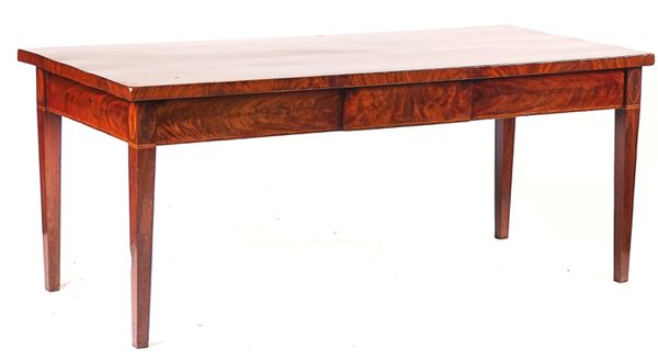 A GEORGE III RECTANGULAR INLAID MAHOGANY SERVNG TABLE