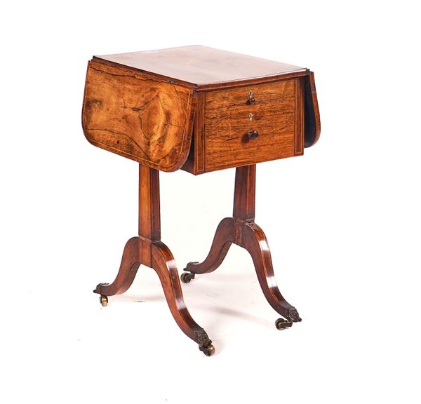 A REGENCY ROSEWOOD DROP FLAP WORK TABLE